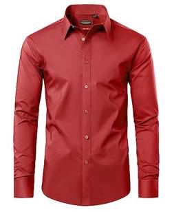 Lion Nardo Hemden für Herren, langärmelig, normale Passform, lässige Button-Down-Shirts, Baumwollhemden, Rot/Ausflug, einfarbig (Getaway Solids), L von Lion Nardo