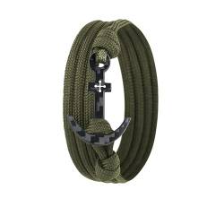 Kohlenstoff-Armband mit 100% Anker Kreuz Infinity Carbon-Anhänger Wickelarmband Herren (MILITARY) von Lion & Son