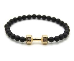 Lion&Son Fitness-Armband Herren-Mode-Schmuck Obsidian Vintage-Fashion Damen-Accessoire Sport-Band, Farbe:Gold von Lion & Son