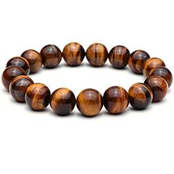 Lion & Son Gaia Armband - 8mm Tigerauge Herren Men Schwarz Natur Perlen Schmuck Vintage Rock Bracelet Fashion Onyx Matt Lava (BROWN2) von Lion & Son