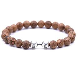 Lion & Son Holz-Perlen Armband Herren Buddha-Armreifen Damen-Armschmuck Gladiator Helm Wood Hamsa Skull Hantel Fitness Bracelet Hand gebunden Armreif Surfer Wasserfest von Lion & Son