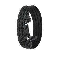 Lion & Son Kohlenstoff-Armband mit echtem Carbon-Kreuz-Anhänger Cross Wickelarmband (BLACK) von Lion & Son