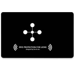 Lion & Son RFID Blocker-Karte - NFC Schutzkarte Störsender Schwarz - Kreditkarten-Schutz | Blockierkarte Geldbörse - Ausweise, Reisepass | Geschenk für Frauen und Männer von Lion & Son