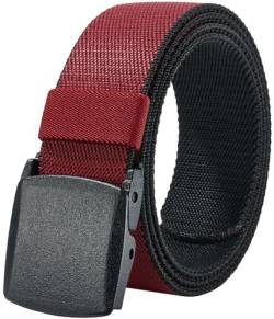 LionVII Elastische Gürtel für Herren, 130 cm Stretchgürtel mit Kunststoffschnalle, Gürtelband in 2 gleichzeitigen Farben (Schwarz und Rot) von LionVII