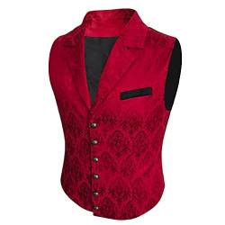 Herren viktorianische Anzugweste Steampunk Gothic Weste - Rot - Small von Lioop