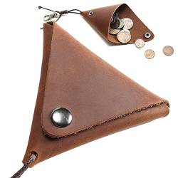 Echte Ledermünze Geldbörse Vintage Dreieck Wechselbeutel Mini -Geldbeutel Schlüsselbund Brieftasche Tragbare Schlüsselmünze Kleiner Tragetasche von Lipfer