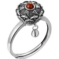 Lipfer Rotierender Ring Buddhist Tibetaner Gebetsrad Ring Retro Glaubensring Verstellbarer Drehzappel Ring Für Männer Frauen von Lipfer