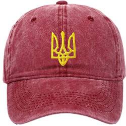 Lipfer Ukraine Baseballkappen, Baumwolle Gewaschen Verstellbare Ukrainische Sportsonne Stickerei Kopfbedeckung Für Männer Frauen Rotwein von Lipfer