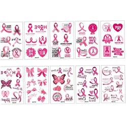 Pink Ribbon Tattoos 10pcs Brustkrebsbewusstsein Tattoos Frauen Wasserdichte Temporäre Tattoos Aufkleber Für Die Grundlage von Lipfer