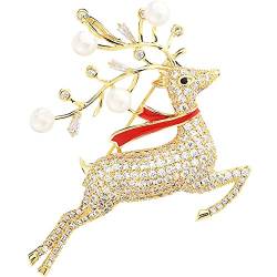 Rentier-brosche Pin 1.57 * 1,77 Zoll Frau Weihnachten Elch-förmige Brosche Für Pullovermantel Abendkleid von Lipfer