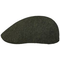 Lipodo 6 Panel Mélange Flatcap - Schiebermütze für Herren - Wärmender Materialmix - Herbst/Winter Oliv L (59-60 cm) von Lipodo