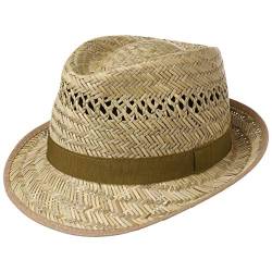 Lipodo Airy Trilby Strohhut Damen/Herren - Made in Italy - Aus 100% Stroh - Luftiges Kopfklima - Breite Ripsbandgarnitur aus Stoff - Sommerhut - Strandhut - Fedora Frühjahr/Sommer Natur L (58-59 cm) von Lipodo