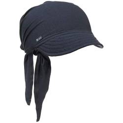 Lipodo Bandana Cap mit Schleifenbindung Damen - Sonnencap Handmade in Italy - Kopftuch mit Schirm - Visor One Size (54-60 cm) - Sommercap aus Baumwolle - Mütze Frühjahr/Sommer dunkelblau One Size von Lipodo