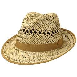 Lipodo Carovigno Vented Crown Hut Damen/Herren - Trilby aus 100% Stroh - Strohhut hergestellt in Italien - Fedora in XL (60-61 cm) - Sonnenhut mit Ripsband von Lipodo