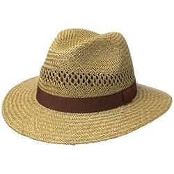 Lipodo Classic Traveller Strohhut für Damen und Herren - Größse M 56-57 cm - Sonnenhut aus 100% Stroh - Farbe Natur - Sommerhut mit braunem Ripsband - Hut gegen Sonne im Sommer von Lipodo