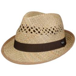 Lipodo Classic Trilby Strohhut Sommerhut Sonnenhut Fedora Hut Strandhut für Damen Herren Sonnenhut Strohhut mit Ripsband, mit Einfass Frühjahr Sommer,Herbst Winter (55 cm - Natur) von Lipodo