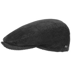Lipodo Cord Flatcap schwarz Herren/Damen - Schirmmütze aus Baumwolle - Schiebermütze mit Futter - Cap Größe 51 cm - Cordmütze Sommer/Winter von Lipodo