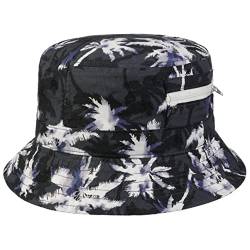 Lipodo Drento Palms Bucket Stoffhut Fischerhut Anglerhut Strandhut Baumwollhut Sommerhut Sonnenhut Damen/Herren - Frühling-Sommer - M (56-57 cm) dunkelgrau von Lipodo