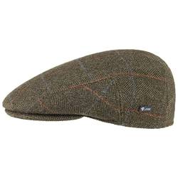 Lipodo Flatcap mit Karomuster Herren - gefütterte Schiebermütze mit Wolle - Made in Italy - Karierte Herrenmütze mit Schirm - Schirmmütze Herbst/Winter Oliv 57 cm von Lipodo