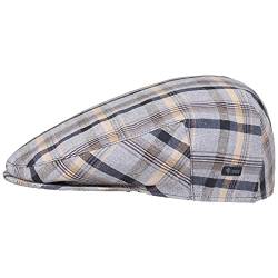 Lipodo Inglese Cotton Flatcap Damen/Herren - Karocap Made in Italy - Schiebermütze mit Karomuster - Sommercap aus 100% Baumwolle - Sportcap Frühjahr/Sommer blau 51 cm von Lipodo