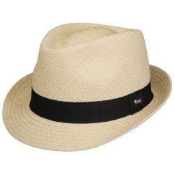 Lipodo Jaston Trilby Panamahut Damen/Herren - Made in Italy - Handmade - luftiger Sommerhut mit Ripsband - Strohtrilby aus 100% Panamastroh - Eleganter Strohhut - Frühjahr/Sommer Natur L (58-59 cm) von Lipodo