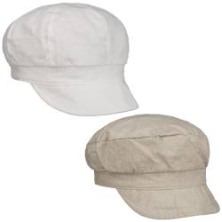 Lipodo Leinen Wendecap - Zweifarbige Mütze - Unifarbene Baker-Boy-Mütze - Sommercap aus 100% Baumwolle - Damen - Frühjahr/Sommer weiß M (57-58 cm) von Lipodo