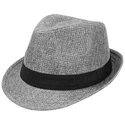 Lipodo Melange Trilby Stoffhut Damen/Herren - Hut aus Stoff - Fedora mit hochgestellter Krempe - Sommerhut mit Garniturband - Grau-melierte Optik - Unisex - Frühjahr/Sommer grau-meliert M (57-58 cm) von Lipodo