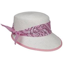 Lipodo Mevana Kids Strohcap Kindercap Sonnencap Strohhut Kinder - Made in Italy Sonnenvisor mit Schirm Frühling-Sommer - 51 cm rosa von Lipodo