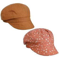 Lipodo Millefleurs Cap Wendemütze Wendecap Ballonmütze Schirmmütze Schildmütze Baker-Boy-Mütze Damen - mit Schirm, Schirm Frühling-Sommer - M (55-56 cm) rost von Lipodo