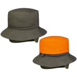 Lipodo Signal Bucket Hut mit Ohrenklappen - Unisex-Fischerhut für Herbst/Winter - Knautschbar - Olivfarbener Hut (55-60 cm) Oliv L (59-60 cm) von Lipodo