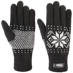 Lipodo Snowflake Thinsulate Handschuhe Fingerhandschuhe Strickhandschuhe mit Fleecefutter Damen/Herren - Futter Herbst-Winter - L schwarz von Lipodo