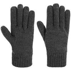 Lipodo Thinsulate 3M Strickhandschuhe Damen/Herren - Handschuhe mit Fleecefutter - Herbst/Winter- Outdoor Fingerhandschuhe- Elastischer Rippstrick - anthrazit L von Lipodo