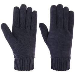 Lipodo Thinsulate 3M Strickhandschuhe Damen/Herren - Handschuhe mit Fleecefutter - Herbst/Winter- Outdoor Fingerhandschuhe- Elastischer Rippstrick - dunkelblau L von Lipodo