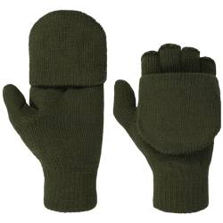 Lipodo Thinsulate Fingerless Handschuhe Damen/Herren - Unisex - Fingerlose Strickhandschuhe - Herbst/Winter- Waschbar - Fäustlinge Einfarbig - Winterhandschuhe oliv 7 HS von Lipodo