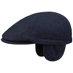 Lipodo Thinsulate Herren Flatcap - Schiebermütze mit Ohrenklappen - Wollfilz-Schirmmütze mit Stretchband - Herbst/Winter dunkelblau L (59-60 cm) von Lipodo