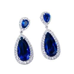 Ohrhänger for Sie, Damen, tropfenförmig, klarer Diamant, geometrisch, Statement-Geschenke, modisch, for Geburtstag (Color : Blau) von Lipski