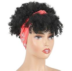 Perücken Haar for Frauen Kurze verworrene lockige Perücken mit Stirnband for schwarze Frauen Flauschige natürlich aussehende Perücke Mode for den Alltag von Lipski