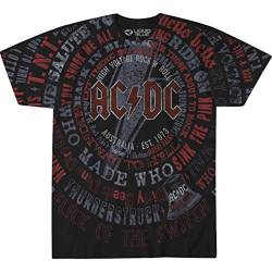 Liquid Blue Unisex-Erwachsene AC/DC Song Titles All Over Print Graphic Short Sleeve Tee T-Shirt, schwarz, Large von Liquid Blue