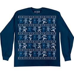 Liquid Blue Unisex-Erwachsene Grateful Dead Dancin' Bear Xmas Sweater LS Tee T-Shirt, Navy, X-Large von Liquid Blue
