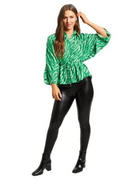 Liquorish Damen Lakrisches Hemd mit Zebramuster und Langen Ärmeln und Schnürung an der Taille Bluse, grün, 38 von Liquorish