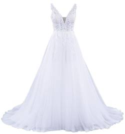 LisQLen Brautkleid Hochzeitskleid Weiß Modell W150 A-Linie Stickerei Tüll DE Größe 34 von LisQLen