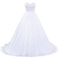 LisQLen Brautkleid Hochzeitskleid Weiß Modell W151 A-Linie Stickerei Tüll DE Größe 34 von LisQLen