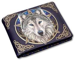 Herren Gothic-Geldbörse mit Wolfsmotiv - Wild One - geprägt | Fantasy-Geldbeutel Mehrfarbig von Lisa Parker