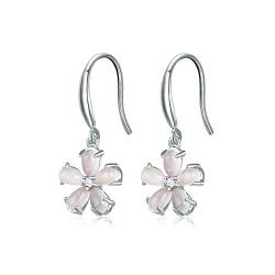 925 Silber Ohrringe mit Funkelndem Edelstein-Katzenauge Hängend, Blumen Ohrhänger für Damen, Frauen, Mädchen Sterling Silber Blüten (Silber) von Lisandra Scott