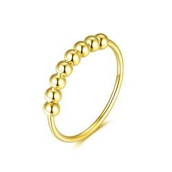 925 Sterling Silber Angst Spinning Ring mit Perlen I Anti-Stress Dekompression Angstring zum Drehen Stressabbau für Damen, Frauen und Mädchen (Gold, 48) von Lisandra Scott