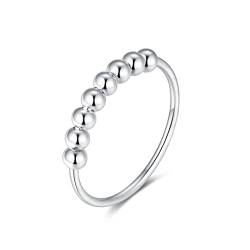 925 Sterling Silber Angst Spinning Ring mit Perlen I Anti-Stress Dekompression Angstring zum Drehen Stressabbau für Damen, Frauen und Mädchen (Silber, 50) von Lisandra Scott