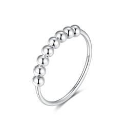 925 Sterling Silber Angst Spinning Ring mit Perlen I Anti-Stress Dekompression Angstring zum Drehen Stressabbau für Damen, Frauen und Mädchen (Silber, 52) von Lisandra Scott