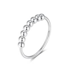 925 Sterling Silber Angst Spinning Ring mit Perlen I Anti-Stress Dekompression Angstring zum Drehen Stressabbau für Damen, Frauen und Mädchen (Silber, 56) von Lisandra Scott