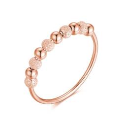 Anti-Stress Ring aus 925 Sterlingsilber mit drehbaren Glitzer-Kugeln, Dekompression Entspannungs-Helfer mit Perlen zum Drehen für Frauen und Damen, Angstring Beruhigend & Therapeutisch (Rosegold, 60) von Lisandra Scott