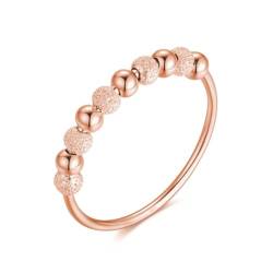 Anti-Stress Ring aus 925 Sterlingsilber mit drehbaren Glitzer-Kugeln, Dekompression Entspannungs-Helfer mit Perlen zum Drehen für Frauen und Damen, Angstring Beruhigend & Therapeutisch (Rosegold, 50) von Lisandra Scott